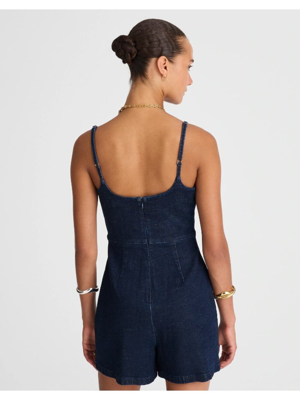 Madewell Denim Squareneck Romper Women’s Size 4 Briant Wash Dark Blue NWT - Picture 6 of 16